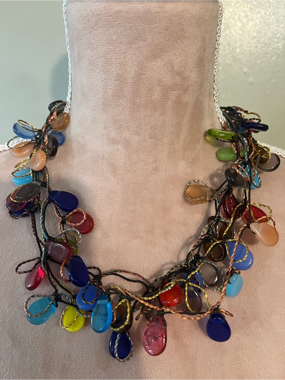 Multicolor Statement Drop Necklace - Women Jewelry VTG Chicos